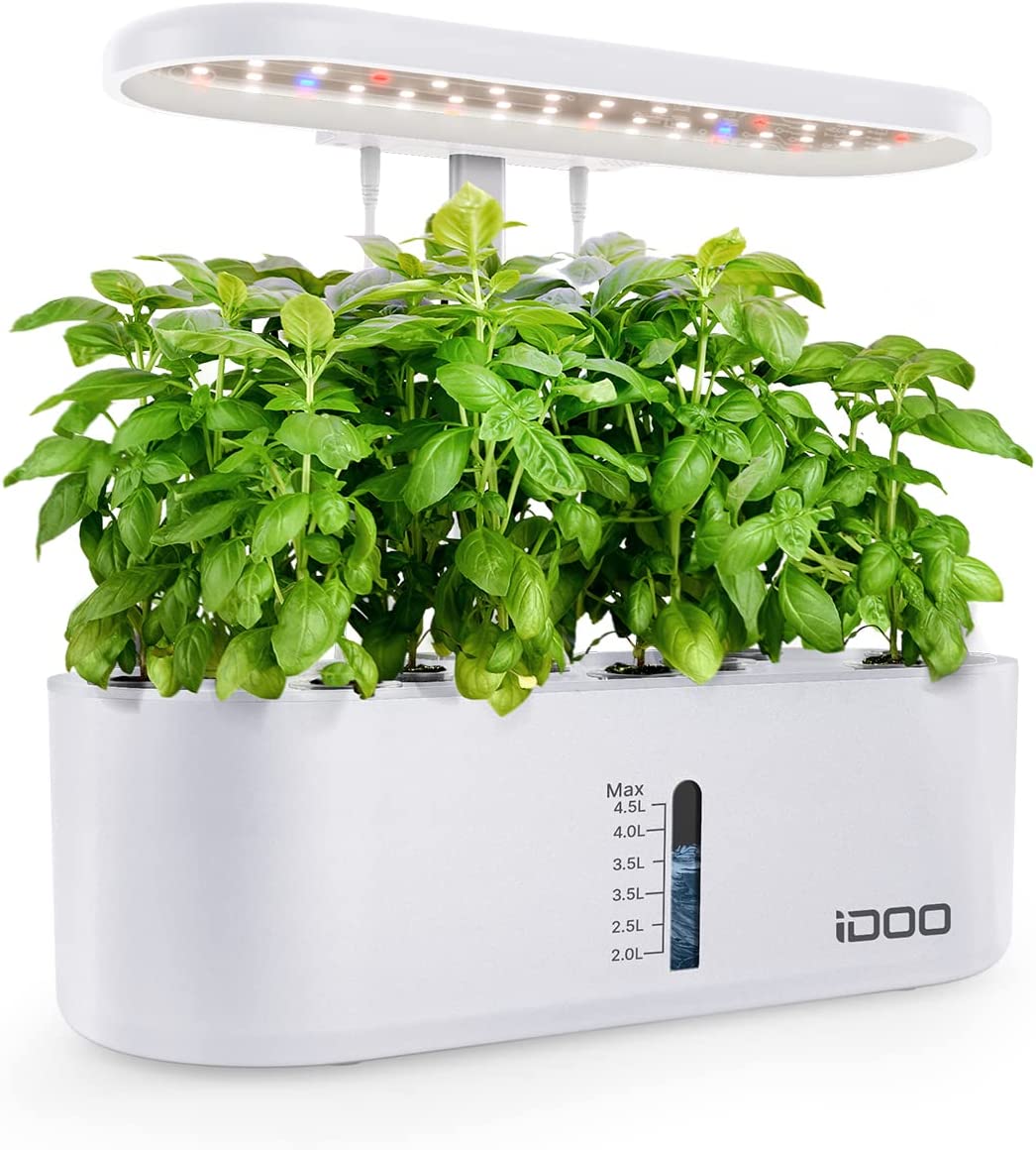 iDOO Hydroponics Growing System, 10 pods Smart Garden with Auto Timer, LED Grow Light, Indoor Herb Garden, Height Adjustable